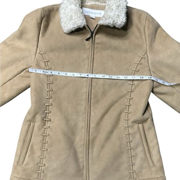 Liz Claiborne 90’s Faux Suede & Sherpa Lined Whipstitch Detail Jacket Size S - Picture 8 of 12